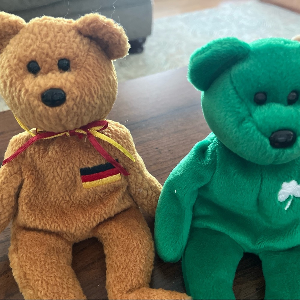 Ty Stuffed Animal Duo - Brown and Green Bears
